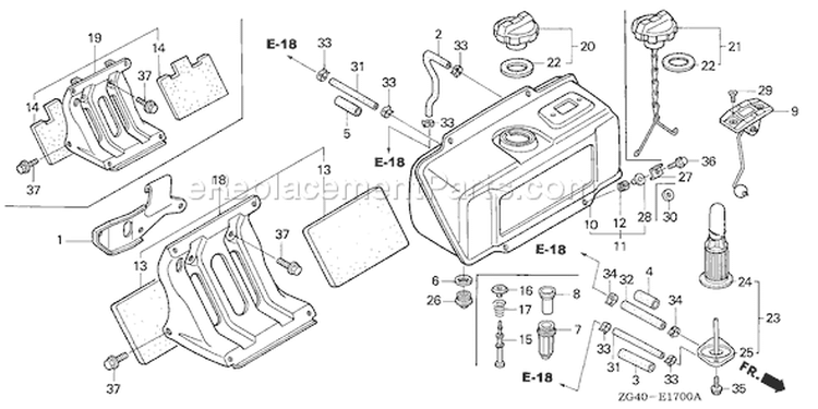 Page L Diagram and Parts List for GD320 Type VAE - VIN# GPB-1000001-1008896 Honda Engine