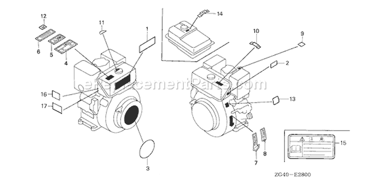 Page M Diagram and Parts List for GD320 Type VAE - VIN# GPB-1000001-1008896 Honda Engine