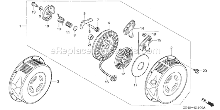 Page Q Diagram and Parts List for GD320 Type VAE - VIN# GPB-1000001-1008896 Honda Engine