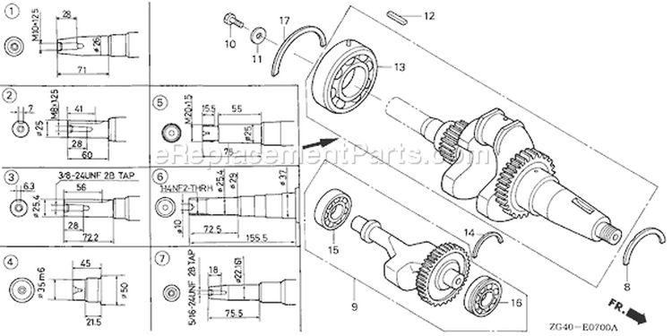 Page E Diagram and Parts List for GD320 Type VAE - VIN# GPB-1000001-1008896 Honda Engine