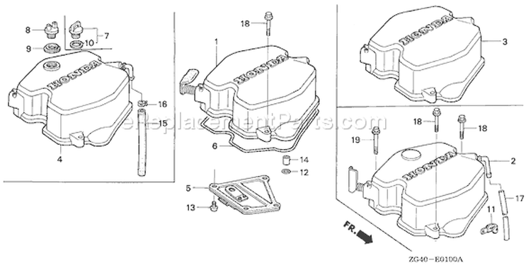 Page H Diagram and Parts List for GD320 Type VAE - VIN# GPB-1000001-1008896 Honda Engine