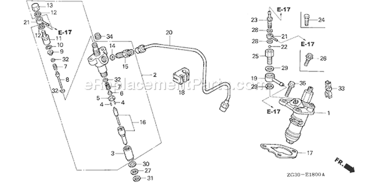Page K Diagram and Parts List for GD410 Type QAE - VIN# GPA-1000001 Honda Engine