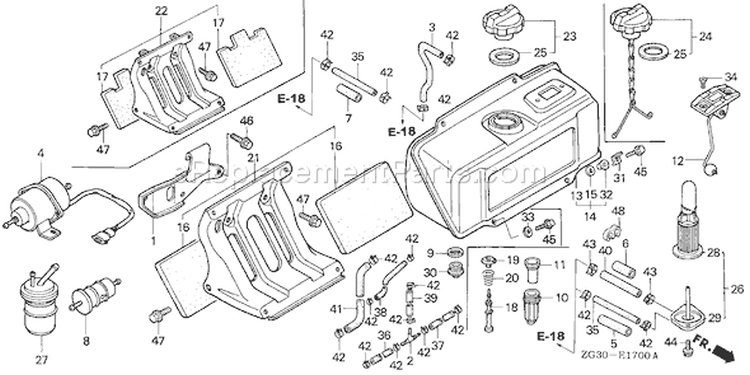 Page L Diagram and Parts List for GD410 Type QAE - VIN# GPA-1000001 Honda Engine