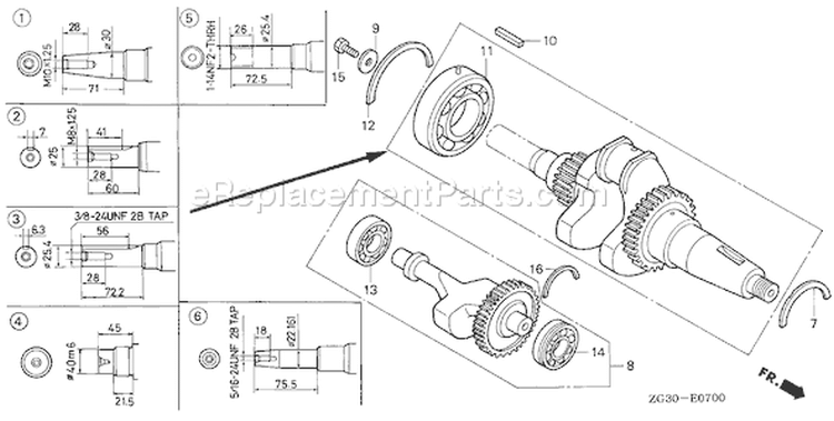 Page E Diagram and Parts List for GD410 Type QAE - VIN# GPA-1000001 Honda Engine