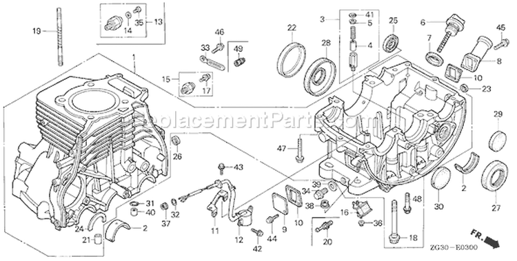 Page F Diagram and Parts List for GD410 Type QAE - VIN# GPA-1000001 Honda Engine
