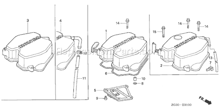 Page H Diagram and Parts List for GD410 Type QAE - VIN# GPA-1000001 Honda Engine