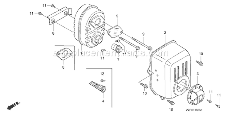 Page K Diagram and Parts List for GS190A Type QBA2 - VIN# GCACA-1000001-9999999 Honda Engine