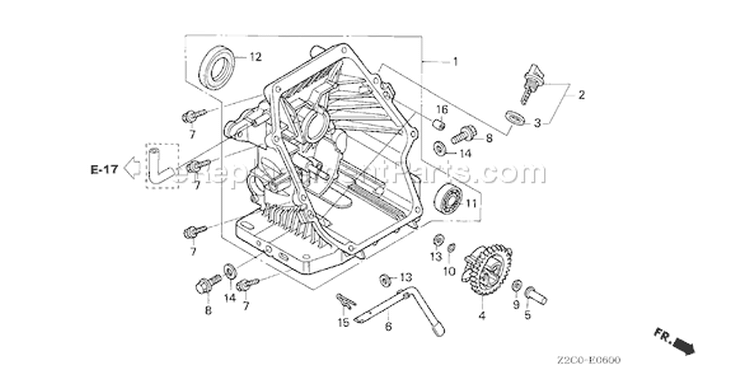 Page L Diagram and Parts List for GS190A Type QBA2 - VIN# GCACA-1000001-9999999 Honda Engine