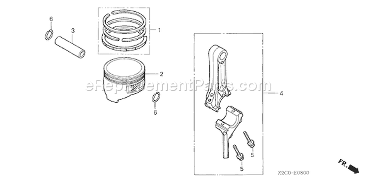 Page M Diagram and Parts List for GS190A Type QBA2 - VIN# GCACA-1000001-9999999 Honda Engine