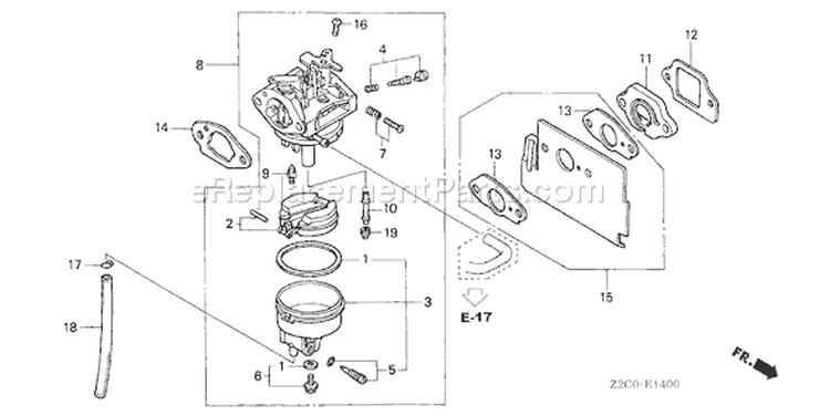 Page C Diagram and Parts List for GS190A Type QBA2 - VIN# GCACA-1000001-9999999 Honda Engine
