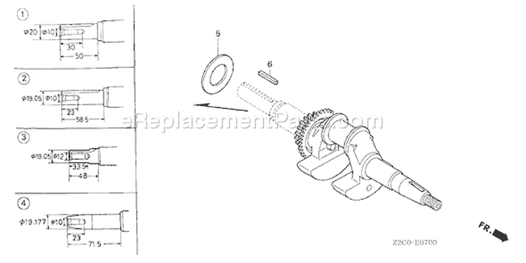 Page E Diagram and Parts List for GS190A Type QBA2 - VIN# GCACA-1000001-9999999 Honda Engine
