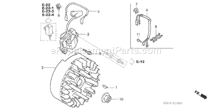 Page H Diagram and Parts List for GS190A Type QBA2 - VIN# GCACA-1000001-9999999 Honda Engine