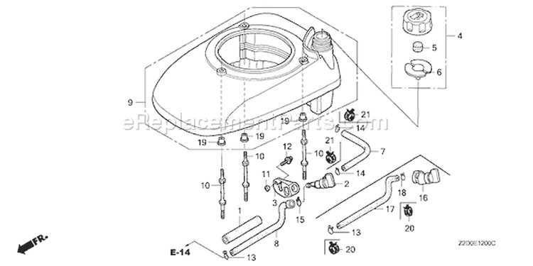 Page G Diagram and Parts List for GSV190A Type N1R - VIN# GJACA-1000001 Honda Engine