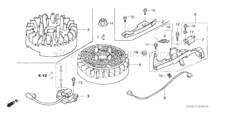 Page H Diagram and Parts List for GSV190A Type N1R - VIN# GJACA-1000001 Honda Engine