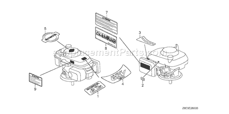 Page K Diagram and Parts List for GSV190LA Type S3A - VIN# GJACA-1035731 Honda Engine