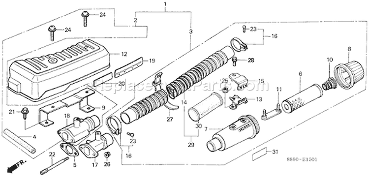 Page B Diagram and Parts List for GV150 Type A2 - VIN# -2000001-2041727 Honda Engine