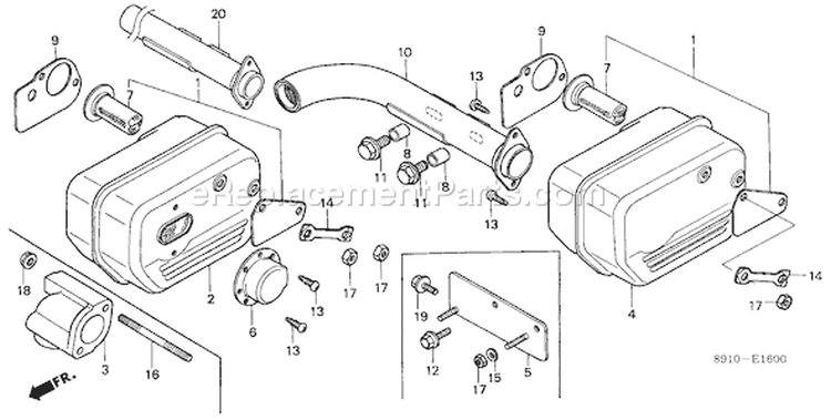 Page J Diagram and Parts List for GV400 Type ADJB - VIN# -1000001-1006101 Honda Engine