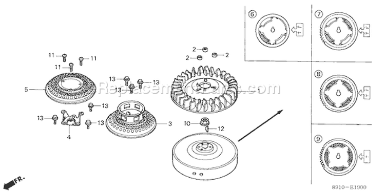 Page H Diagram and Parts List for GV400 Type ADJB - VIN# -1000001-1006101 Honda Engine