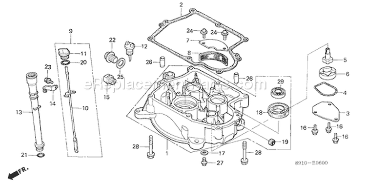 Page K Diagram and Parts List for GV400 Type ADJB - VIN# -1000001-1006101 Honda Engine
