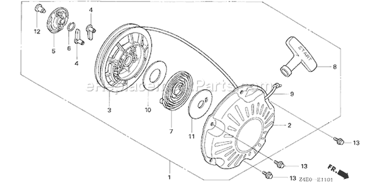 Page O Diagram and Parts List for GX100U Type KRS2 - VIN# GCAGK-1000001 Honda Engine