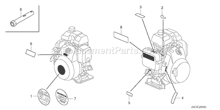 Page K Diagram and Parts List for GX100U Type KRS2 - VIN# GCAGK-1000001 Honda Engine