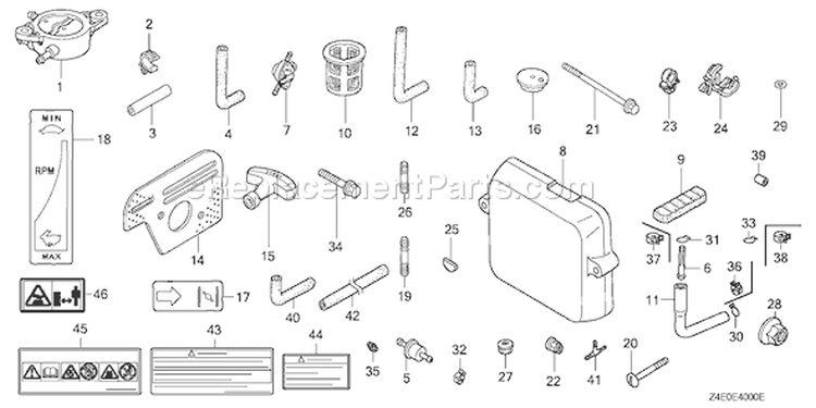 Page M Diagram and Parts List for GX100U Type KRS2 - VIN# GCAGK-1000001 Honda Engine
