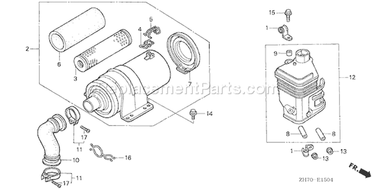 Page A Diagram and Parts List for GX120K1 Type AR - VIN# GC01-2000001-4299999 Honda Engine