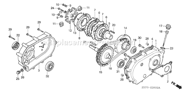 Page Q Diagram and Parts List for GX120K1 Type RX - VIN# GC01-2000001-4299999 Honda Engine