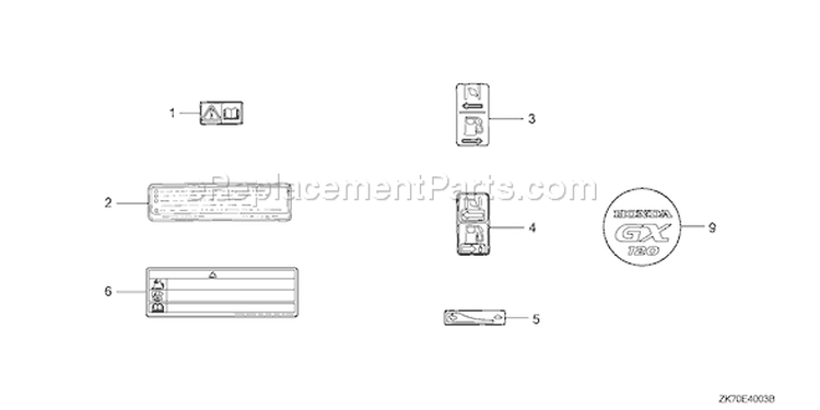 Page O Diagram and Parts List for GX120K1 Type HT24 - VIN# GC01-4300001-9099999 Honda Engine