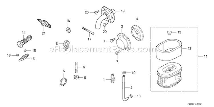 Page O Diagram and Parts List for GX120K1 Type KRS6 - VIN# GC01-4300001-9099999 Honda Engine