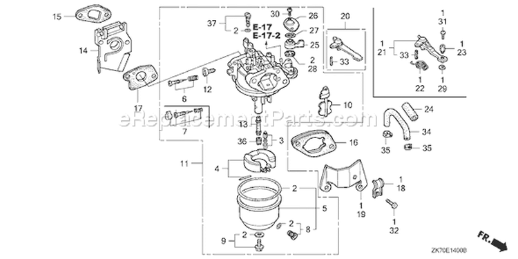 Page F Diagram and Parts List for GX120K1 Type H1 - VIN# GC01-4300001 Honda Engine
