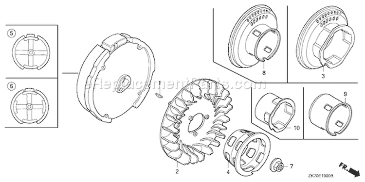 Page J Diagram and Parts List for GX120K1 Type WKT2/A - VIN# GC01-4300001-9099999 Honda Engine