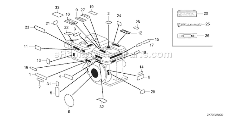 Page M Diagram and Parts List for GX120K1 Type WKT2/A - VIN# GC01-4300001-9099999 Honda Engine
