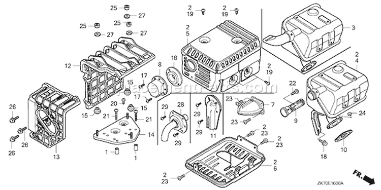 Page N Diagram and Parts List for GX120K1 Type WKT2/A - VIN# GC01-4300001-9099999 Honda Engine