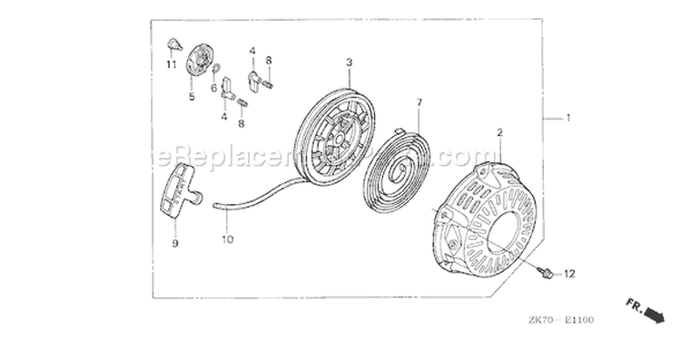Page P Diagram and Parts List for GX120K1 Type WKT2/A - VIN# GC01-4300001-9099999 Honda Engine