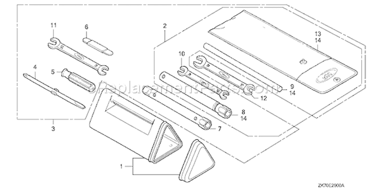 Page R Diagram and Parts List for GX120K1 Type WKT2/A - VIN# GC01-4300001-9099999 Honda Engine