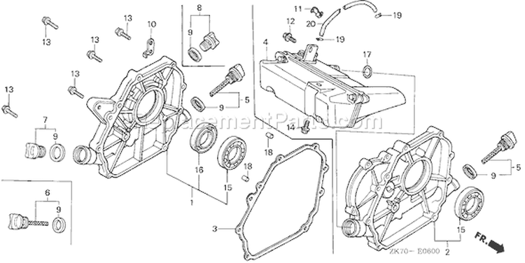 Page E Diagram and Parts List for GX120K1 Type WKT2/A - VIN# GC01-4300001-9099999 Honda Engine