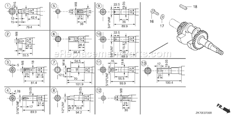 Page F Diagram and Parts List for GX120K1 Type WKT2/A - VIN# GC01-4300001-9099999 Honda Engine