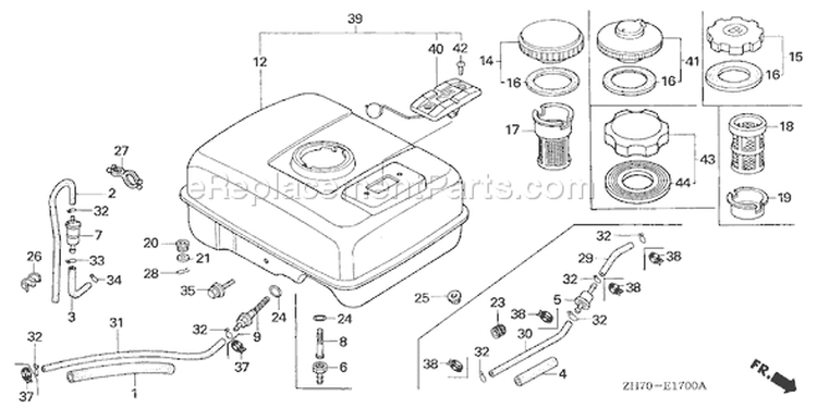Page K Diagram and Parts List for GX120K1 Type WKT2 - VIN# GC01-2000001-4299999 Honda Engine
