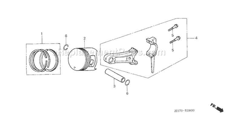 Page O Diagram and Parts List for GX120K1 Type WKT2 - VIN# GC01-2000001-4299999 Honda Engine