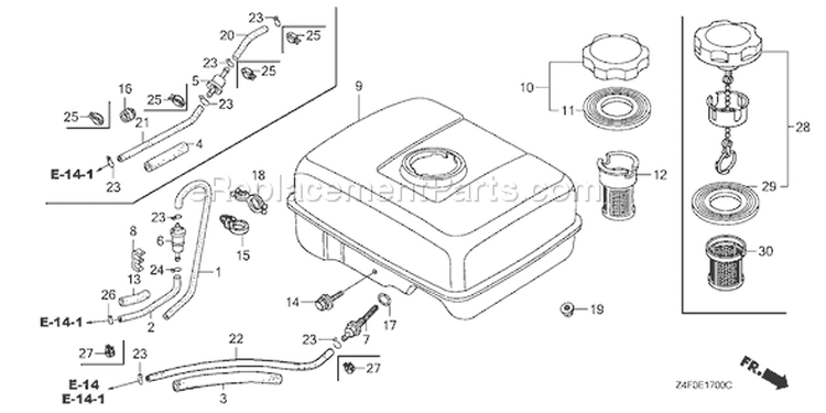 Page K Diagram and Parts List for GX120U1 Type LSJ4 - VIN# GCAHK-1000001 Honda Engine