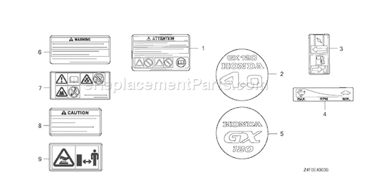 Page P Diagram and Parts List for GX120U1 Type LSJ4 - VIN# GCAHK-1000001 Honda Engine