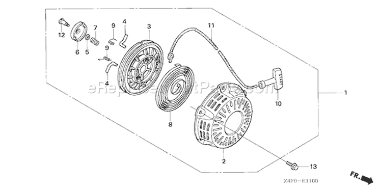 Page R Diagram and Parts List for GX120U1 Type LSJ4 - VIN# GCAHK-1000001 Honda Engine