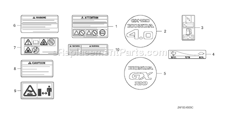 Page O Diagram and Parts List for GX120U1 Type LXM2 - VIN# GCAHK-1000001-9999999 Honda Engine