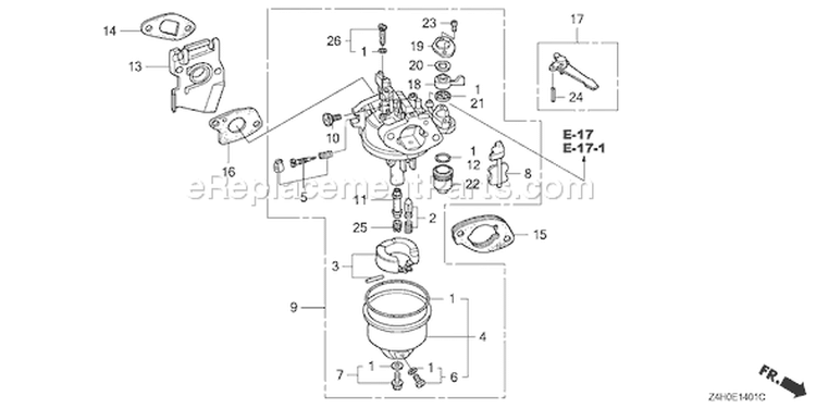 Page C Diagram and Parts List for GX120UT1 Type TX26 - VIN# GCAGT-1000001 Honda Engine