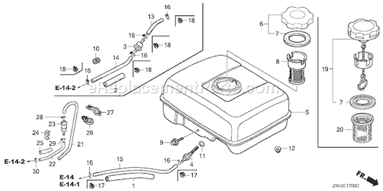 Page K Diagram and Parts List for GX120UT1 Type TX26 - VIN# GCAGT-1000001 Honda Engine