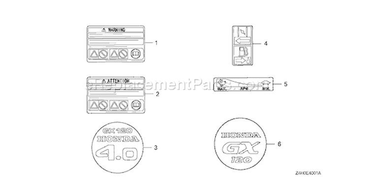 Page O Diagram and Parts List for GX120UT1 Type TX26 - VIN# GCAGT-1000001 Honda Engine