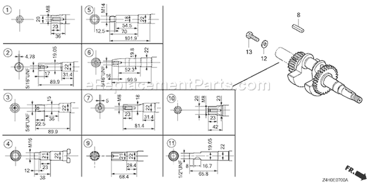 Page F Diagram and Parts List for GX120UT1 Type TX26 - VIN# GCAGT-1000001 Honda Engine