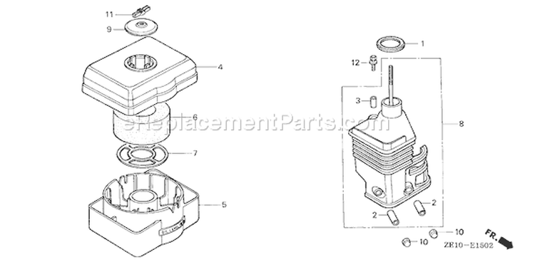 Page A Diagram and Parts List for GX140 Type QA - VIN# -1000001-3263982 Honda Engine