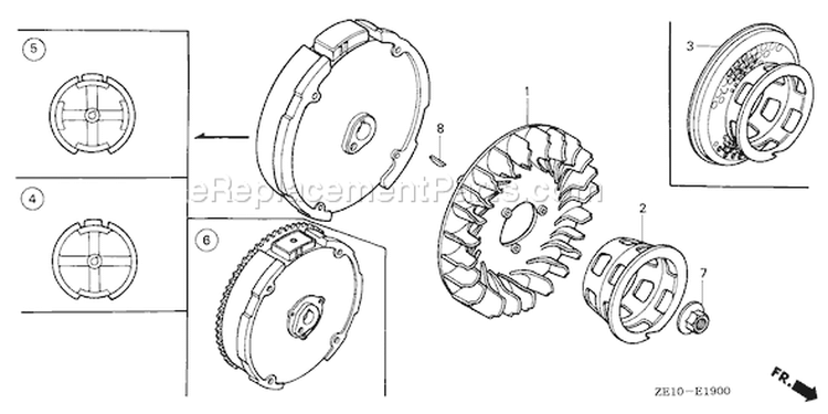 Page J Diagram and Parts List for GX140 Type RH - VIN# -1000001-3263982 Honda Engine